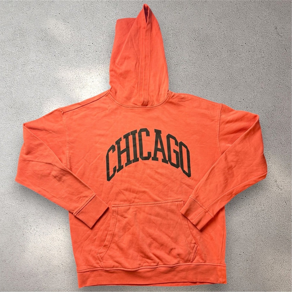 Sugar Flower rue21 Chicago Graphic Hoodie Orange Mens‎ Medium